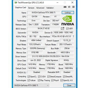 RTX3060TI 8GB placa gráfica rtx 3060TI 8GB 256bit jogos de placa gráfica Nvidia GDDR6 256bit GPU da NVIDIA DP*3 PCI Imagem 2