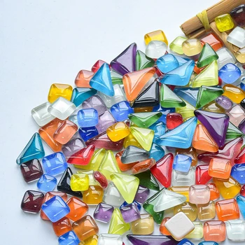 1000g Telha de Mosaico de Vidro de Cristal Artesanal Arte Criativa de Material Para as Crianças de DIY Suprimentos de Artesanato de Cor Mista Mini Telha de Mosaico Imagem 2