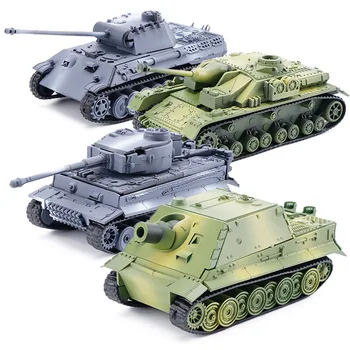 4D Tanque de Modelo de Bloco de Construção da segunda guerra mundial alemão Tiger, Panther Tanque Militar Assembleia Modelo 1:72 de Simulação Tabela Tanque de Brinquedos de Presente Para o Menino